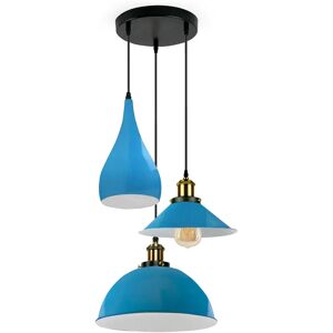 Longshore Tides Modern 3 Head Metal Hanging Light Island Shade Ceiling Pendant Light blue 120.0 H x 20.0 W x 20.0 D cm