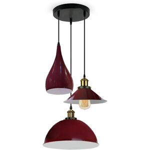 Longshore Tides Modern 3 Head Metal Hanging Light Island Shade Ceiling Pendant Light red 120.0 H x 20.0 W x 20.0 D cm