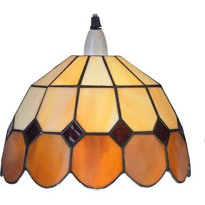 Astoria Grand Gereld Stained Glass Easy-Fit Tiffany Bowl Lampshad white/brown 15.0 H x 25.0 W x 25.0 D cm