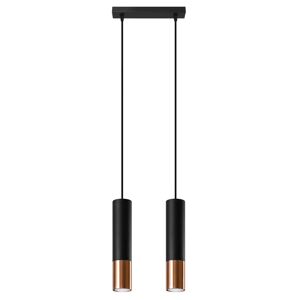 Brayden Studio Cylinder pendant light 2-light Guizar black/brown 100.0 H x 29.0 W x 6.0 D cm