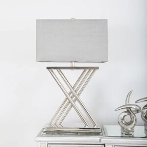 Canora Grey Bessemer Luxury Table Lamps, Bedside Buffet Lamp with Metal Base and Linen Shade gray 70.0 H x 43.0 W x 43.0 D cm