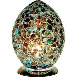 House Additions Mosaic Glass Egg 30cm Novelty Lamp black/green 30.0 H x 22.0 W x 22.0 D cm