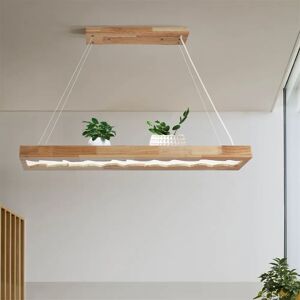 Ivy Bronx Led Wooden Pendant Light,Dimmable Wood Rustic Hanging Lamp For Dinning Table,Height Adjustable,40W,100 CM 130.0 H x 100.0 W x 20.0 D cm