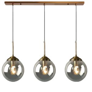 Canora Grey Alaiah 3 - Light Kitchen Island Globe Pendant with Rope Accents gray 65.0 H x 15.0 W x 15.0 D cm