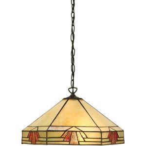 INTERIORS 1900 Interiors Nevada - 1 Light Medium Ceiling Pendant Dark Bronze, Tiffany glass, E27