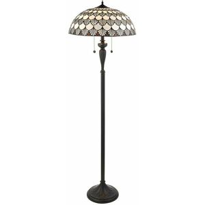 Loops - 1.5m Tiffany Twin Floor Lamp Dark Bronze & Retro Stained Glass Shade i00025