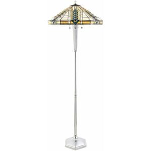 Loops - 1.6m Tiffany Multi Light Floor Lamp Aluminium & Stained Glass Shade i00020