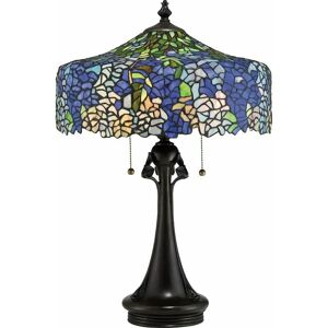 Loops - 3 Bulb Table Lamp - Tiffany Style Coloured Glass - Smooth Round Base and Stem