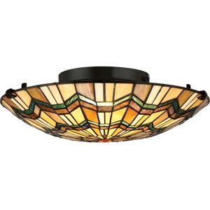 Alcott - 2 Light Tiffany Flush Mount - Bronze Finish, E27 - Elstead