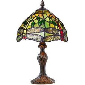 Hand Crafted Green Stained Glass Dragonfly Tiffany Lamp by Happy Homewares Green