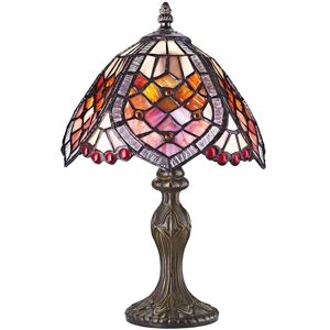 Handmade Red Beaded Stained Glass Tiffany Table Lamp by Happy Homewares Red