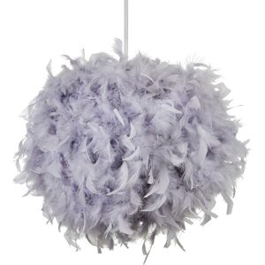 Glow Light Shade 30cm Easy Fit Feather Ball Lampshade - Grey - Litecraft