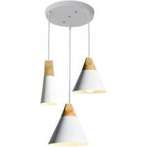 REA Pendant Lamp toolight APP067-3CPR scandi kit cp White largeur total 30cm E27 - white / brown