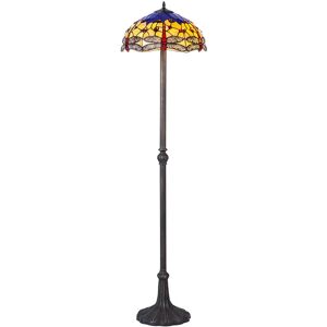 Litecraft - Tiffany by Tiff Floor Lamp 2 Arm With Dragonfly Shade - Antique Brass