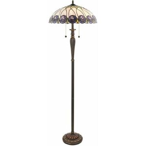 LOOPS Tiffany Glass Floor Lamp - Mackintosh Style Rose - Dark Bronze Finish - LED Lamp