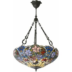 LOOPS Tiffany Glass Hanging Ceiling Pendant Light Bronze Flower Bowl Lamp Shade i00151