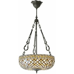 LOOPS Tiffany Glass Hanging Ceiling Pendant Light Dark Bronze 450mm Lamp Shade i00140