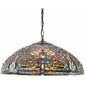 LOOPS Tiffany Glass Hanging Ceiling Pendant Light Large Bronze Feature Shade i00067