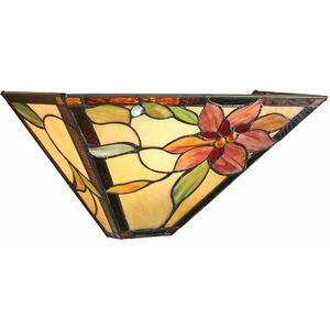 LOOPS Tiffany Glass Wall Light Cream & Bold Red Flower Shade Interior Sconce i00251