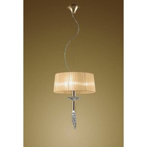 DIYAS Tiffany pendant lamp 3+1 E27+G9 bulb, gold with bronze & transparent crystal lampshade
