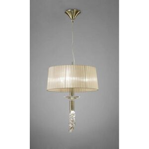 DIYAS Tiffany pendant light 3+1 E27+G9 bulb, antique brass with bronze & transparent crystal lampshade