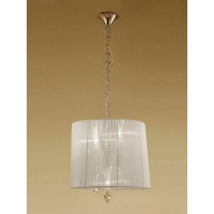 DIYAS Tiffany pendant light 3+3 E14+G9 bulbs, gold with cream shade & transparent crystal
