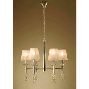 DIYAS Tiffany pendant lamp 6+6 E14+G9 bulbs, gold with bronze shade & transparent crystal