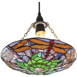 Traditional Multi-Coloured Dragonfly Tiffany Glass Pendant Shade by Happy Homewares Multi-coloured