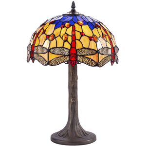 Tiffany by Tiff Table Lamp With 31.5 m Dragonfly Shade - Antique Brass Litecraft