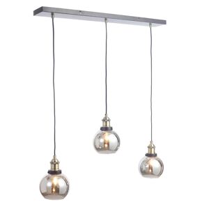 REFURBISHED Litecraft Ceiling Pendant Bar 3 Light With Smoke Tint Shades - Bronze Clearance