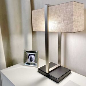 Ex-Display - Tarla Rectangular Nickel Table Lamp with Neutral Shade