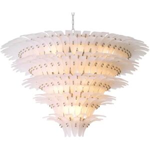 Philipp Plein Bel Air XL Chandelier Frosted logo glass   Polished nickel frame