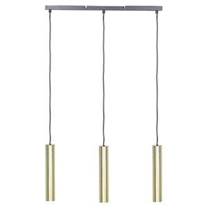 Beliani Hanging Lamp Brass Steel 100 cm 3-Light Round Shades Modern Design Kitchen Dining Room Material:Steel Size:6x100x60
