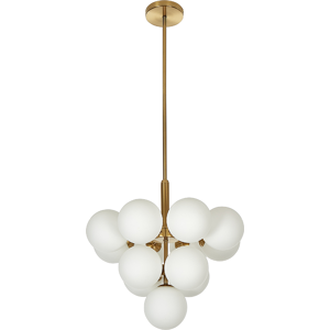 Beliani Pendant Lamp Brass Metal 100 cm 13-Lightbulb Fixture White Glass Globe Shades Glam Chandelier Material:Iron Size:43x99x43