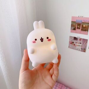 PatPat Easter Cute Bunny Night Light Soft Vinyl LED Rabbit Night Lamp Home Atmosphere Bedroom Bedside Lamp Easter Decor Ornament  - White