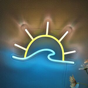 SHEIN 1pc Creative Beautiful Super Bright USB Powered Sun Wave LED Wall Neon Sign For Club Party Shop Room Decoration Gifts Mood Lamp Multicolor one-size