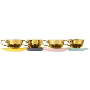 POLSPOTTEN Gold & Multicolor Legacy Tea Cup & Saucer Set, 4 pcs  - Gold & Multi - Size: UNI - unisex