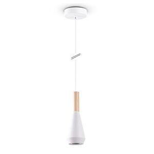 Paco Home Pendant Dining Table Lamp Kitchen Bedroom Decorative Kitchen Light Ceiling Shade Steel Wood GU10, Colour:White, Luminaire Shape__Size:Ø9cm