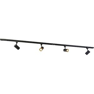 Qazqa - Modern 1-Phase Rail System with 4 Spots Black - Jeana- - Modern - Suitable for LED GU10 4 Way Light - Steel Surface-Mounted spotway Light - Suitable for Bedroom I