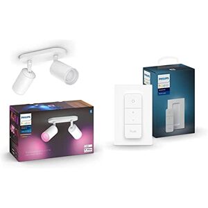 Philips Hue Fugato White and Colour Ambiance Smart 2X Ceiling Spotlight Bar LED [GU10] and Dimmer Switch with Bluetooth, White, Works with Alexa, Google Assistant and Apple HomeKit