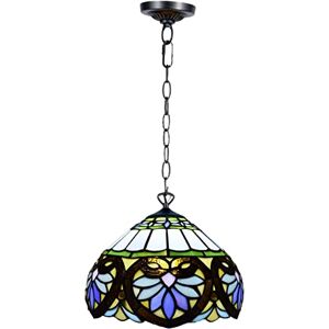 Auroh Tiffany Pendant Lamps Handcrafted Stained Glass Lamp Shades Stunning Quality Antique Design Pendant Light for Living Room Bedroom Lounge Hallway (P-1014)