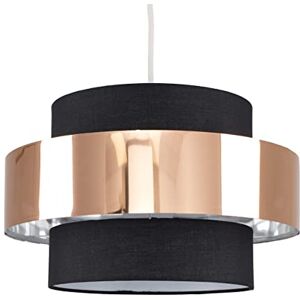 MiniSun Modern Cylinder Ceiling Pendant Light Shade in a Black & Copper Effect Finish