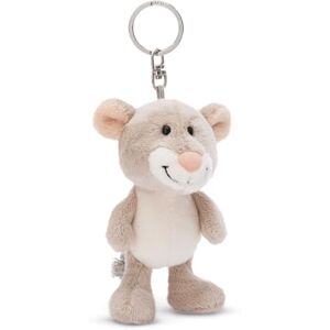 NICI 49868 Keyholder Mouse 10cm Grey-Sustainable Companion Cuddly Animal Pendant with Metal Ring to Hang on Keys, Cord, Bag