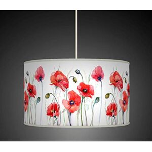 ARK HOUSE 25cm (10") Red Watercolour Poppy Floral Flower black Handmade Giclee Style Printed Fabric Lamp Drum Lampshade Floor Ceiling Pendant Light Shade 606 (for floor and table lamp)