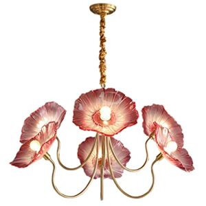 ESDFGYU Modern Chandelier Chandelier Living Room Chandelier Modern Simple Grass Ceiling Pendant Lights Household Purple Grass Lotus Leaf Lampshade Bedroom Hanging Lights Nordic Dinning Roo