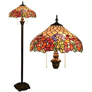 GDLight Tiffany-Style Roses Floor Lamp with 16" Shade Pastoral Romantic Stained Glass Floor Standing Lamp for Bedroom Living Room Reding, 63 Inch Tall