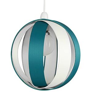 MiniSun - Modern Turquoise/Teal and Cream Fabric Cocoon Globe Style Ceiling Pendant Light Shade