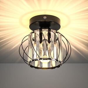 BrightArk Black Crystal Ceiling Lights,Industrial E27 Semi Flush Ceiling Light Fixtures,Black Light Shade Metal,Modern Ceiling Lighting for Living Room,Bedroom,Hallway,Office & Kitchen Lights