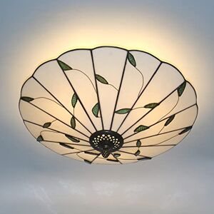 Skyweel 16 Inch Tiffany Style Stained Glass Ceiling Light Flush Mount Ceiling Light Vintage Chandeliers Lighting Lamps Fixtures for Living Room,Bedroom, Dining Room Lamp Fixtures