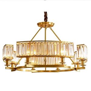 VICIYOO Crystal Pendant elier French Style Living Room elier Lighting American Retro Led elier Lustre (Size : 10 Light Round)